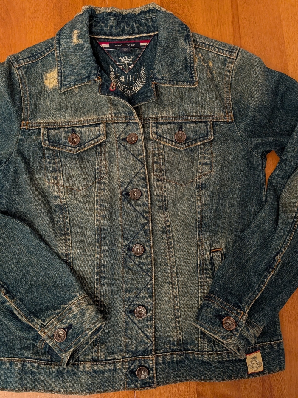 Tommy Hilfiger Women's Distressed Denim Jacket Sm